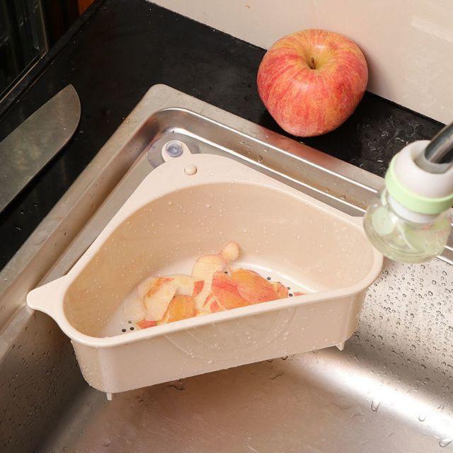 Rổ Nhựa TAM GIÁC Gắn Bồn Rửa Chén Thoát Nước Đựng Đồ Tiện Lợi