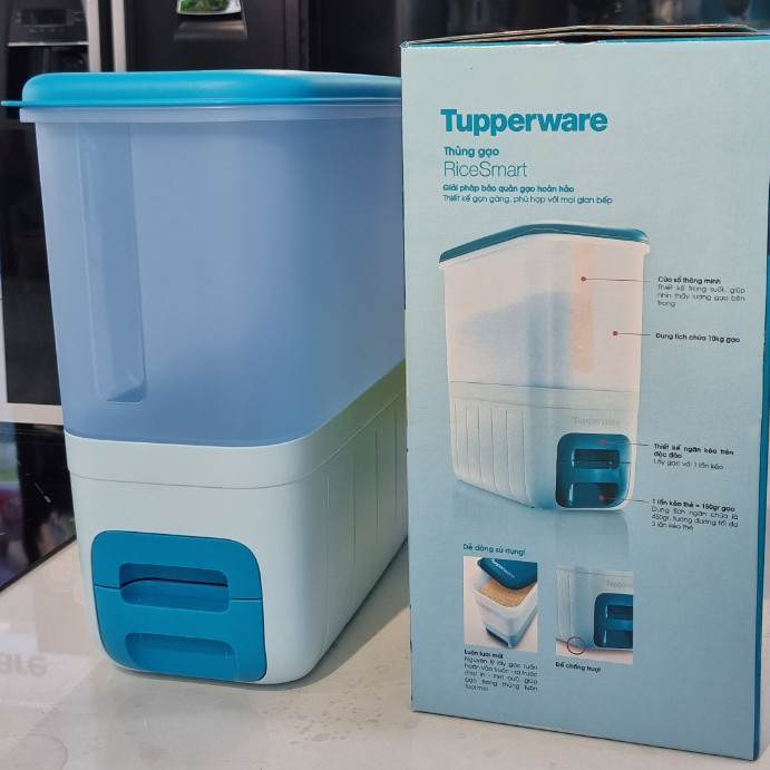 Thùng gạo Tupperware Chính Hãng - Màu Mới Xanh Paradise