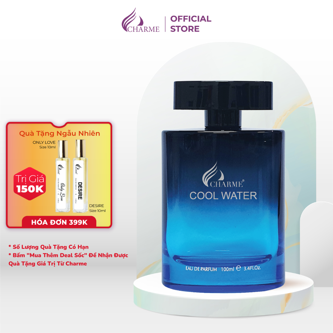 Nước Hoa Nam Thơm Lâu CHARME COOL WATER Hương Thơm Mạnh Mẽ Thanh Lịch Cho Các Quý Ông 100ml