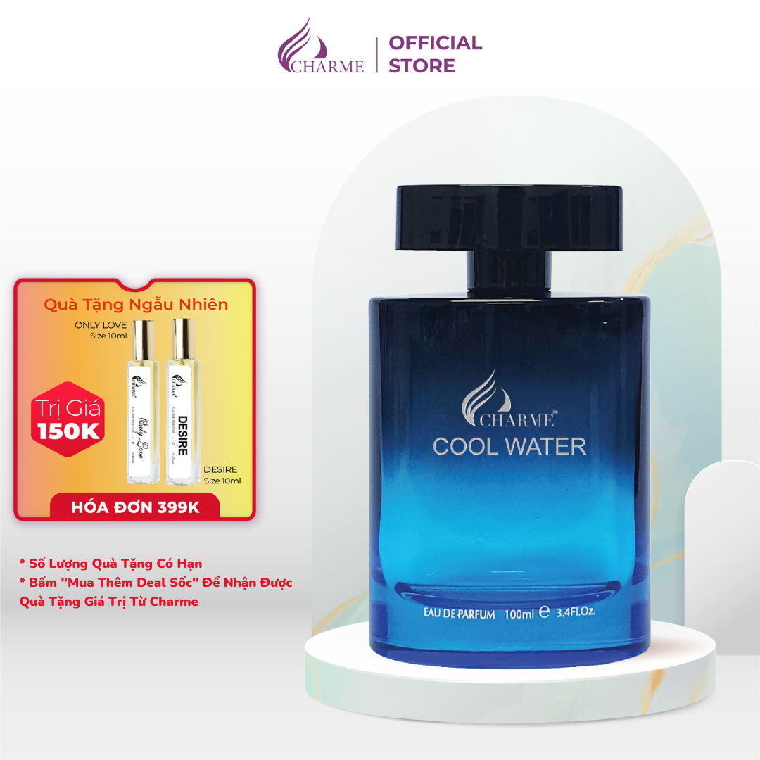 Nước Hoa Nam Thơm Lâu CHARME COOL WATER Hương Thơm Mạnh Mẽ Thanh Lịch Cho Các Quý Ông 100ml