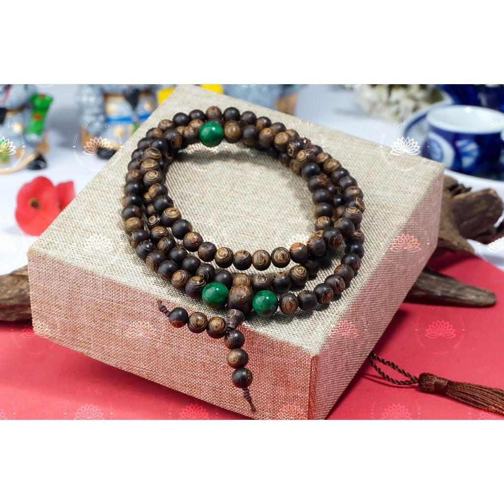 Vòng Tay Trầm Hương 108 Hạt Sánh Chìm Nước mix Charm - Chuỗi Tràng Hạt - Trầm Hương Tự Nhiên Quảng Nam size 6ly