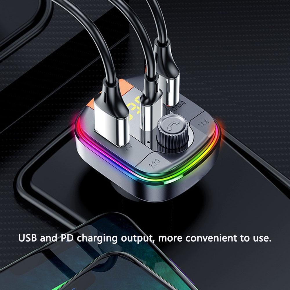 Car MP3 Music Player BT FM Transmitter Radio Receiver PD/USB Car Charger Hands-Free Calling Support U-Disk Playback