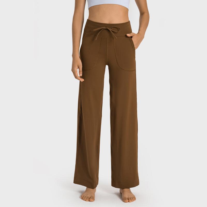 Lulu ném lại vẫn là phụ nữ yoga yoga cao dây rút dây kéo rộng chân ngoài trời chạy bộ tập thể dục thể thao quần áo thể thao Color: black Size: 10