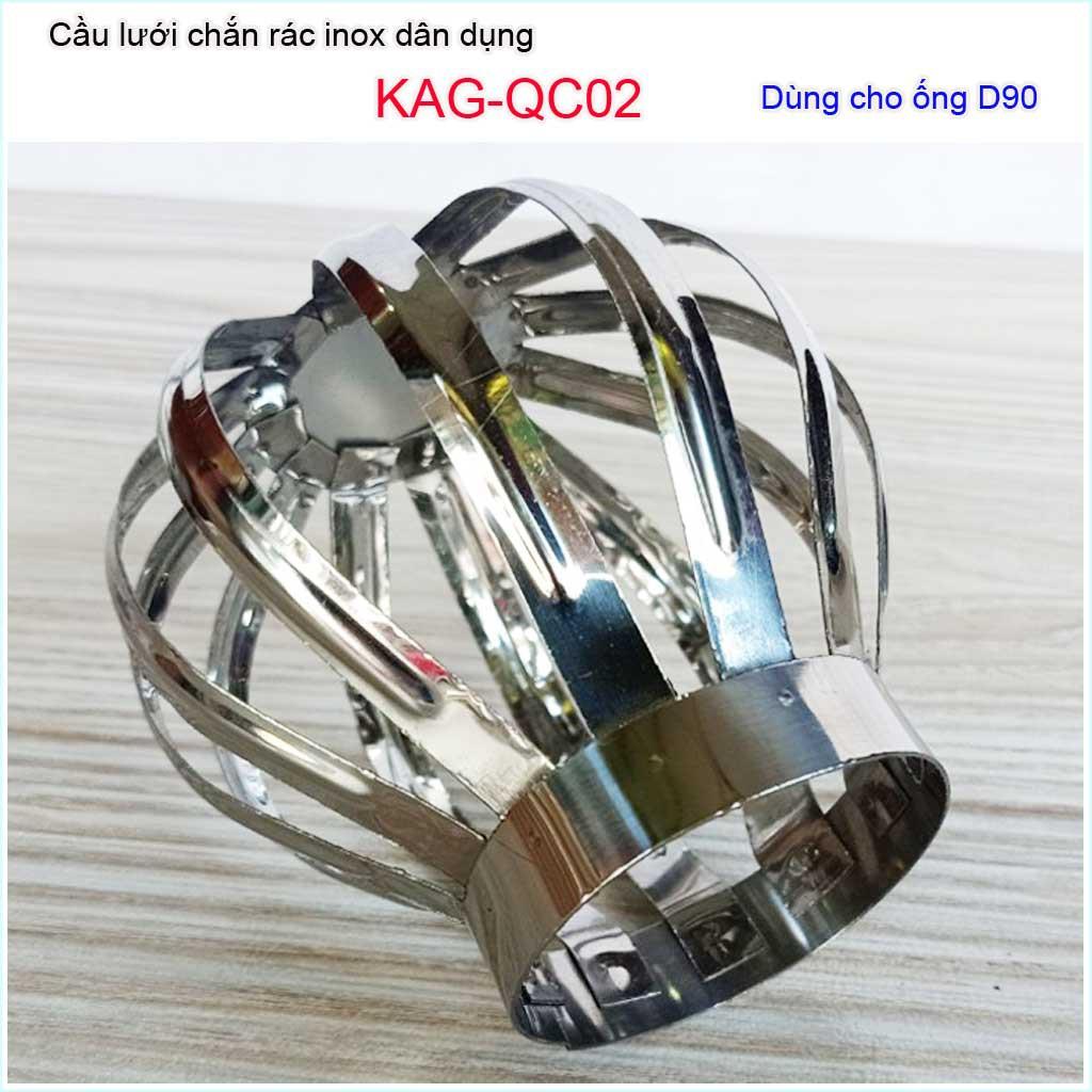 Cầu chắn rác thoát nước mưa D90 KAG-QC02 (ống 9cm),Cầu chặn rác sân thượng inox