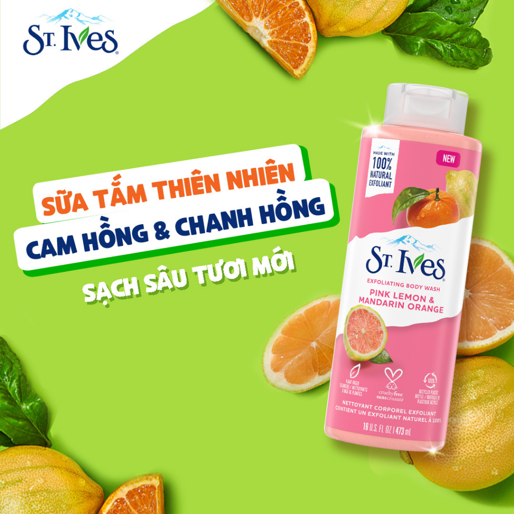 Combo 2 chai Sữa tắm dưỡng da St.Ives Cam Chanh 473ml