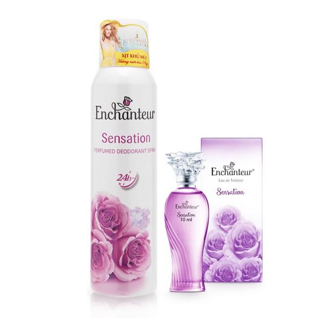 Combo Enchanteur Sensation: Xịt khử mùi Hương nước hoa 150ml +Nước hoa mini 10ml