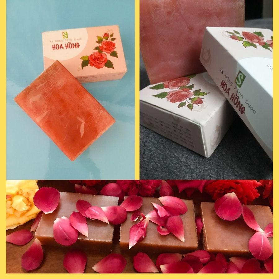 Xà bông - Xà phòng Hoa Hồng Sinh Dược 100% thiên nhiên tắm gội rửa mặt hương hoa hồng đặc trưng thơm nhẹ nồng nàn quyến rũ