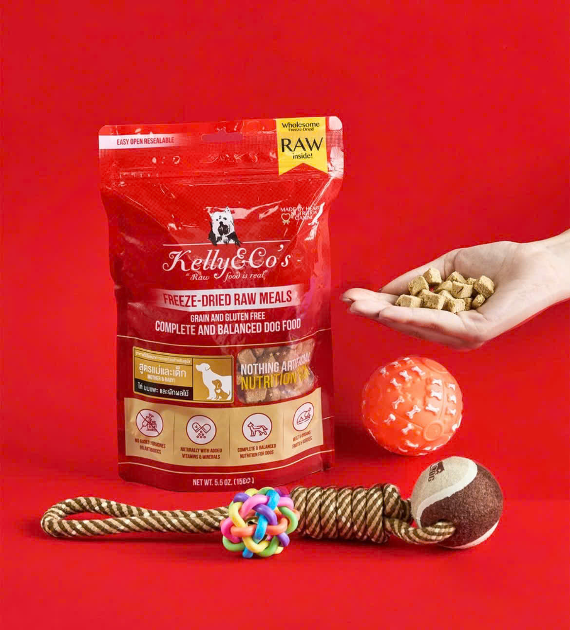 Thức ăn Raw Food cho chó cá hồi &amp; thịt vịt tươi KELLY CO'S Freeze Dried Raw Food For Dog [ 156g