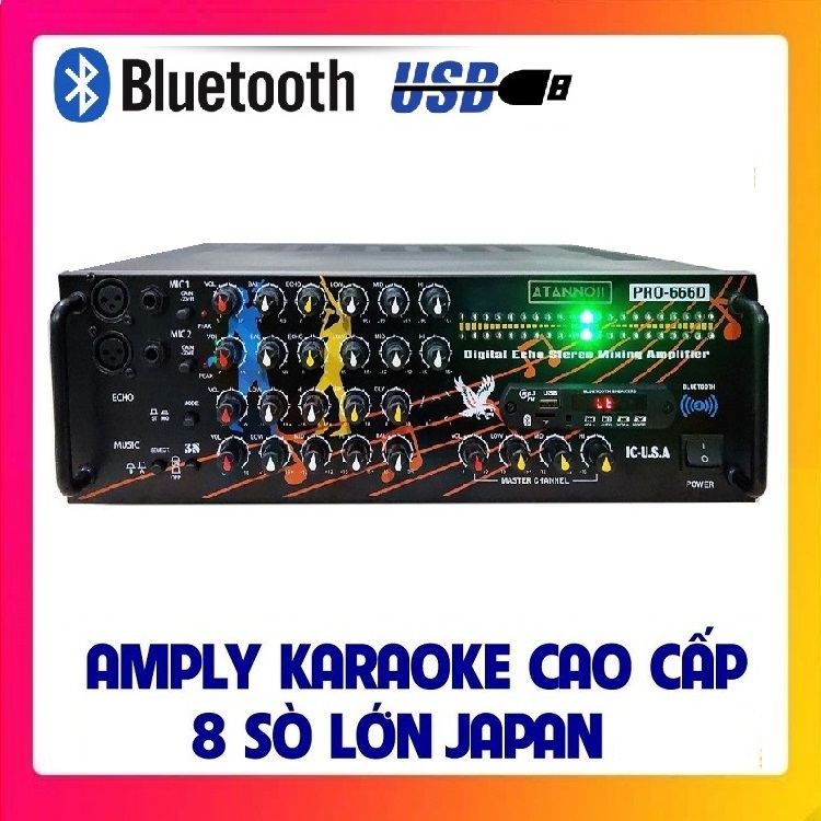 Amply Bluetooth karaoke ATANNOII PRO-666D Bass lực Treble bén - Hàng chính hãng