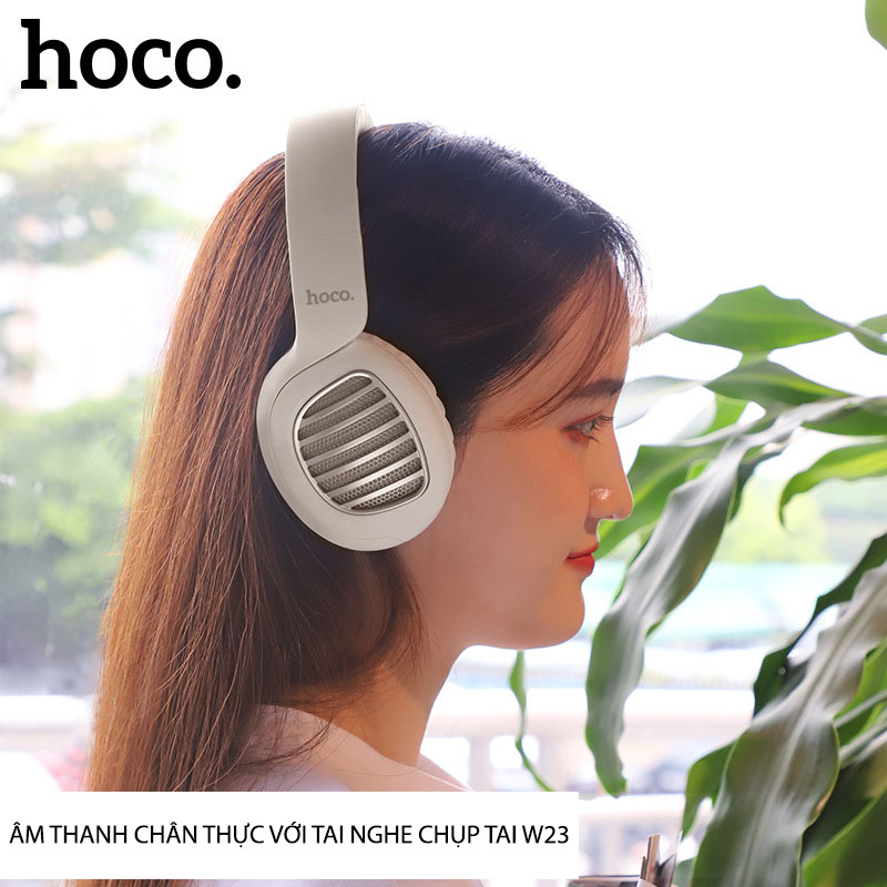 Tai nghe chụp tai Bluetooth Hoco w23 - Khử tiếng ồn - Độ trễ thấp - Có mic đàm thoại - Khe cắm thẻ nhớ - Âm thanh chân thực