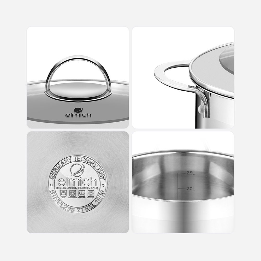 Bộ Nồi 5 đáy Inox 304 Elmich Celestine EL-3978 - Hàng Chính Hãng