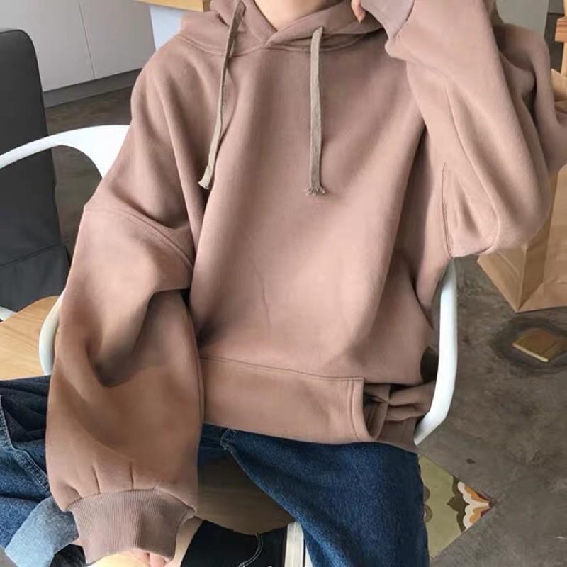 Áo Hoodie trơn dày dặn dáng suông phù hợp cả nam nữ