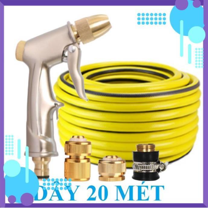 Vòi Xịt Nước️ Bộ dây vòi xịt nước rửa xe, tưới cây , tăng áp 3 lần, loại 20m 206701-1 đầu đồng, cút đồng