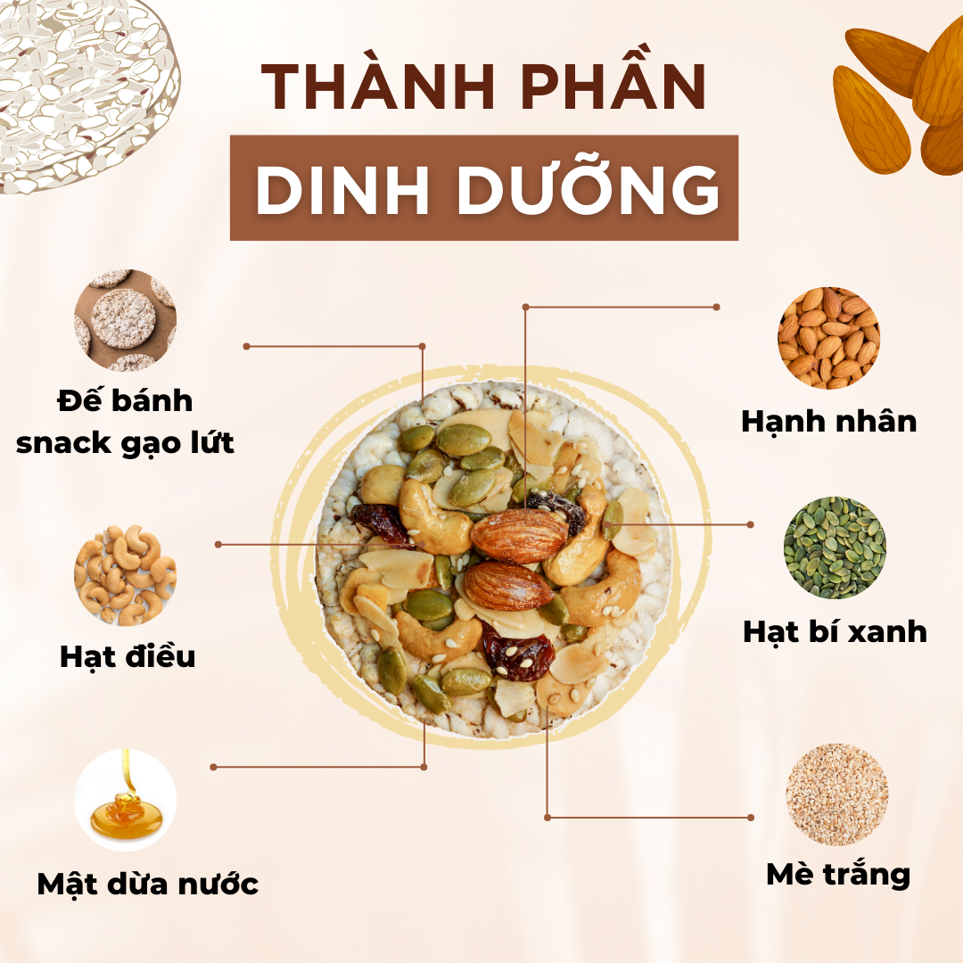 Snack gạo lứt phủ granola siêu hạt GUfoods - Bữa ăn nhẹ tiện lợi, Giàu đinh dưỡng, Ăn vặt healthy, Hỗ trợ giảm cân, Ăn kiêng, Eat clean, Thuần chay