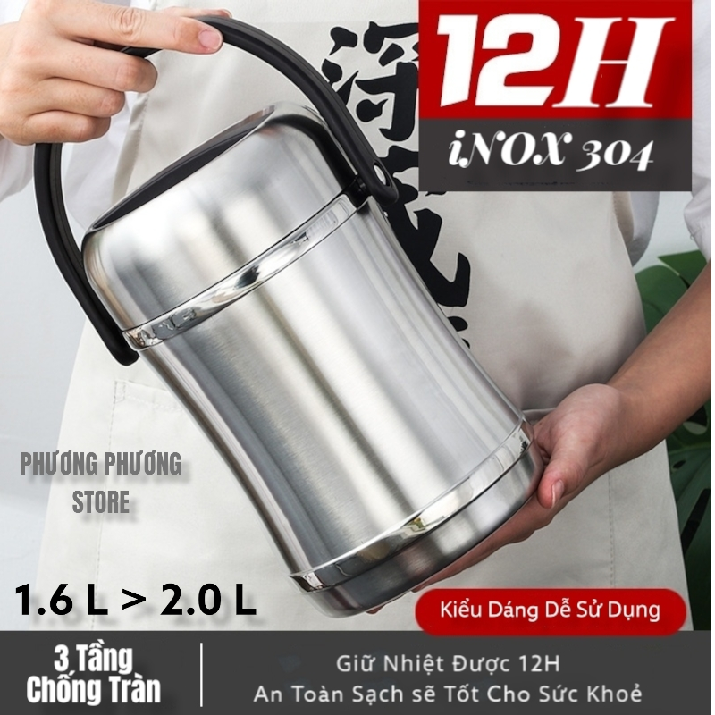 CẶP LỒNG, CAMEN GIỮ NHIỆT CAO CẤP INOX 304 DUNG TÍCH 1,6L / 2.0L HÀNG SIÊU ĐẸP