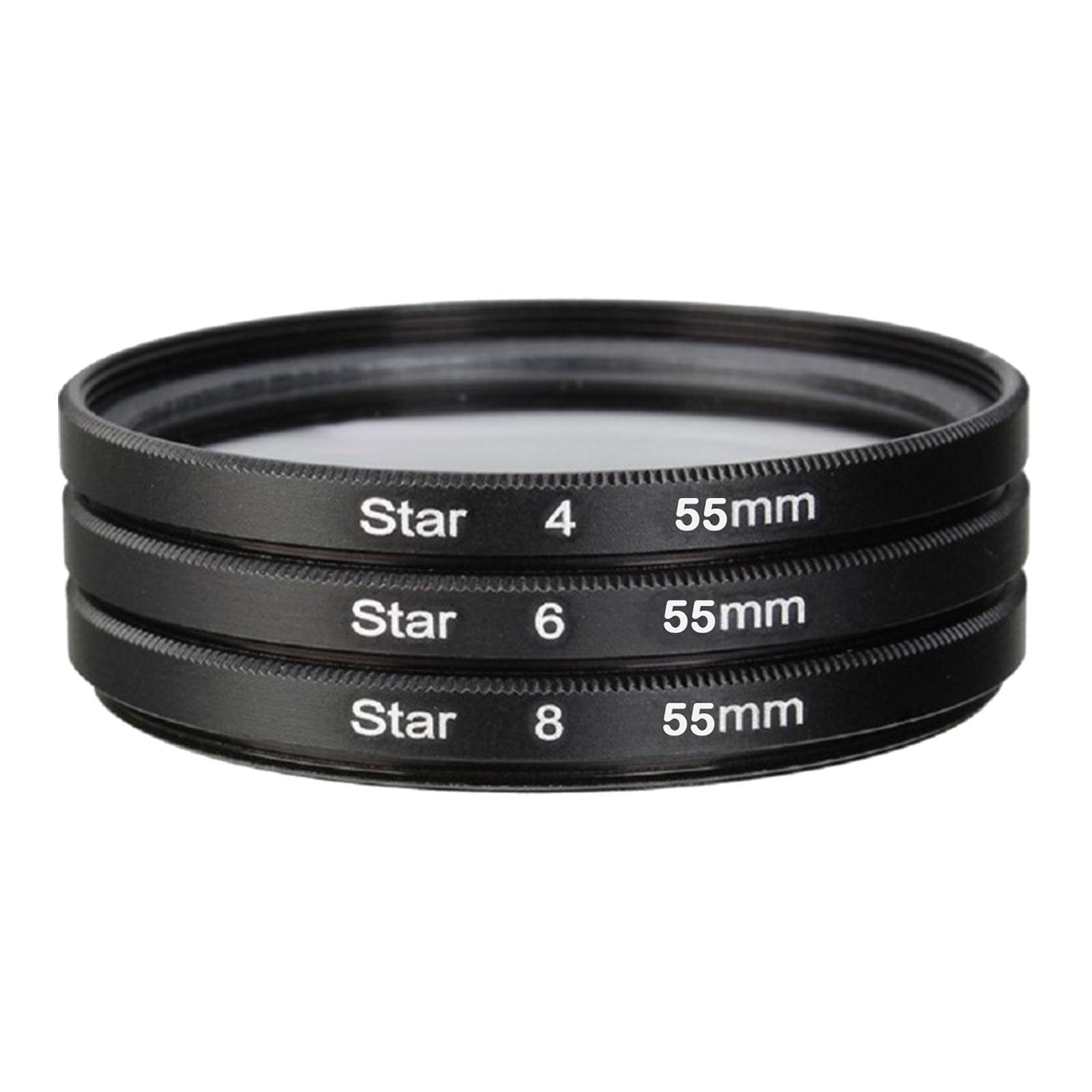 3Pcs Camera Lens filter with bag 4 6 8 Points Slim 55mm
