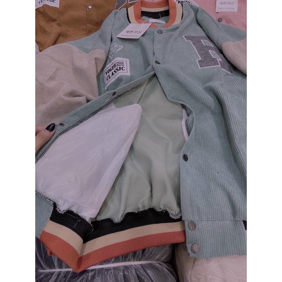 Áo Bomber Nhung Tăm Thêu Logo R Form Unisex Nam Nữ