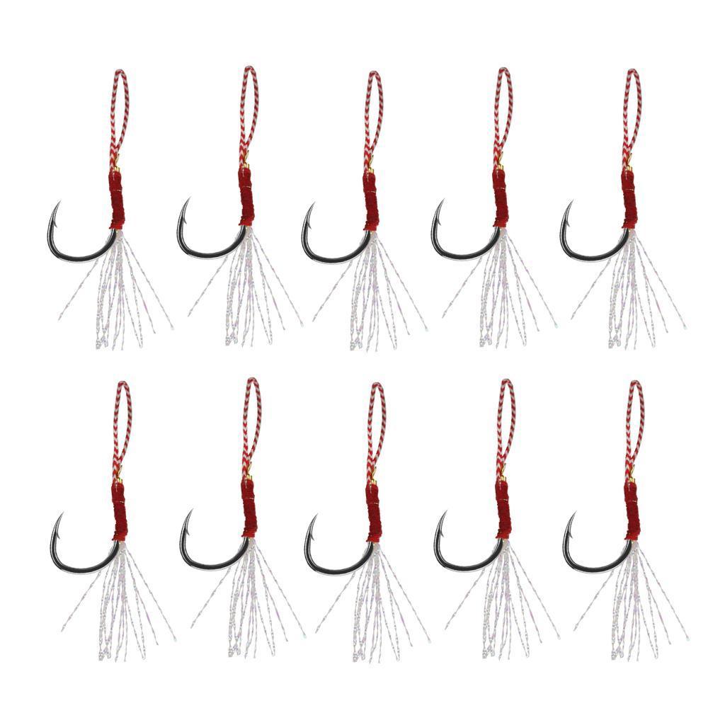 30pcs Fishing Assist Hooks with Braided Line ,Metal Jigging Hooks Tackle ,Braid Assist Cords Butterfly Freshwater