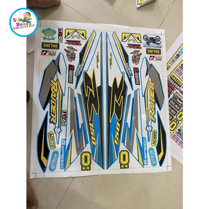 Tem xe Raider Fi dán xe xanh ngọc