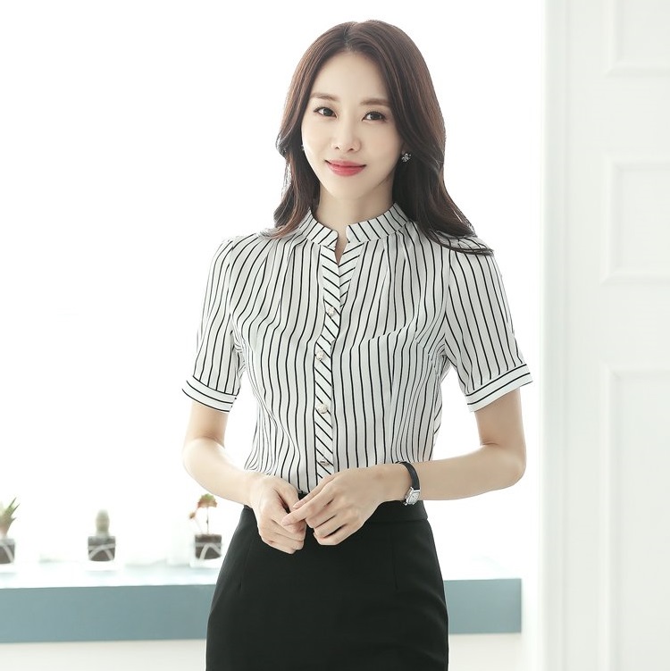 Áo sơ mi , sơ mi nữ trắng ngắn tay kẻ caro SM50