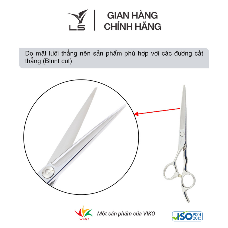 Kéo cắt tóc LS lưỡi thẳng quai offset vênh đỡ ngón cố định CB13L/5.5