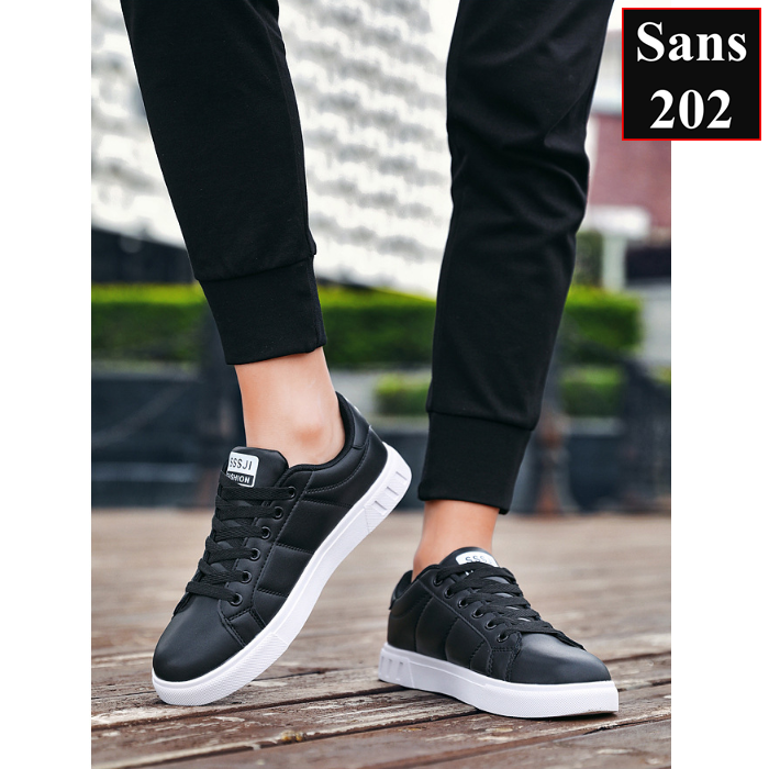 Giày thể thao sneaker nam Sans202 đen sọc trắng