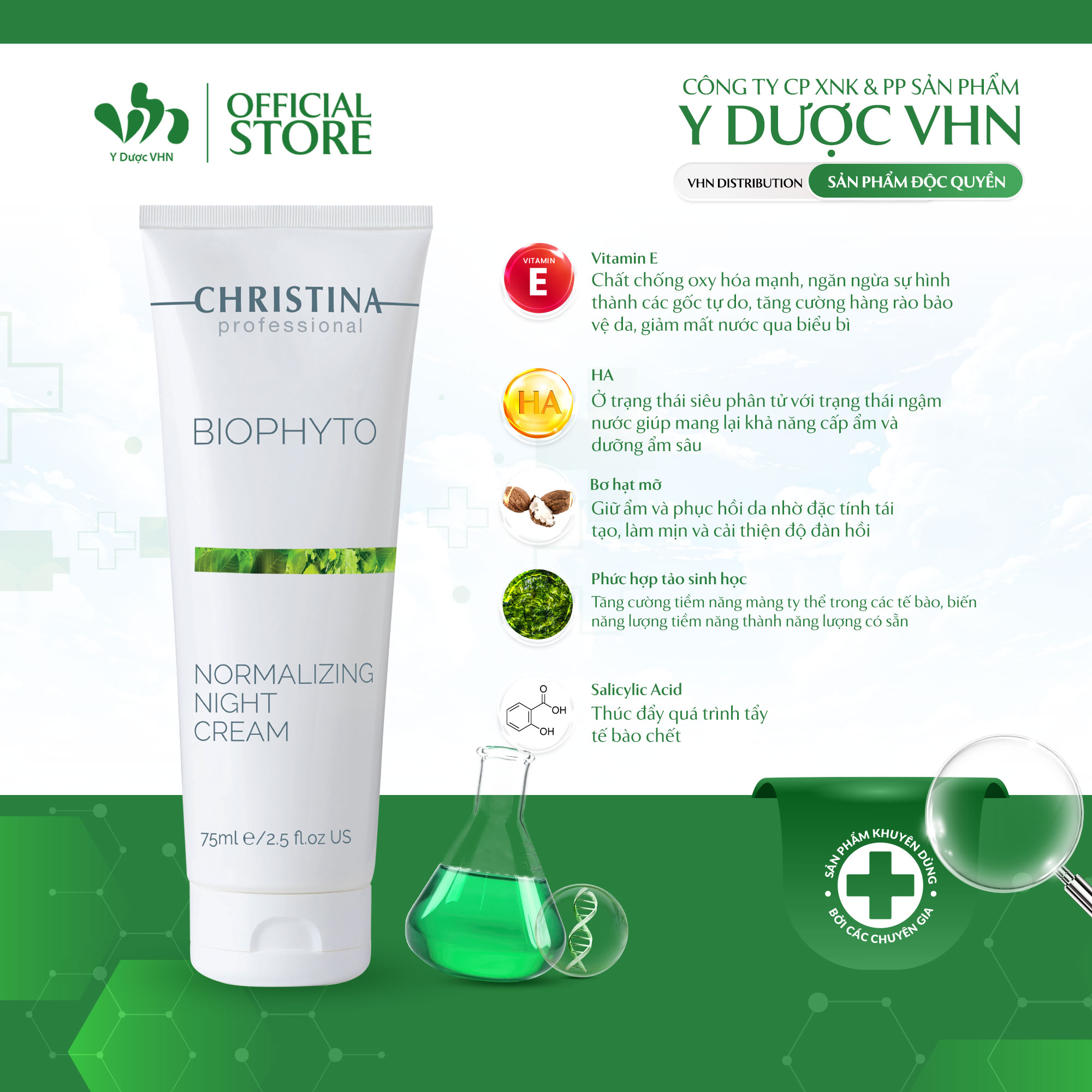 Kem Dưỡng Da Ban Đêm Bio Phyto Normalizing Night Cream CHRISTINA Giúp Cân Bằng Và Tái Tạo Da Tuýp 75ml