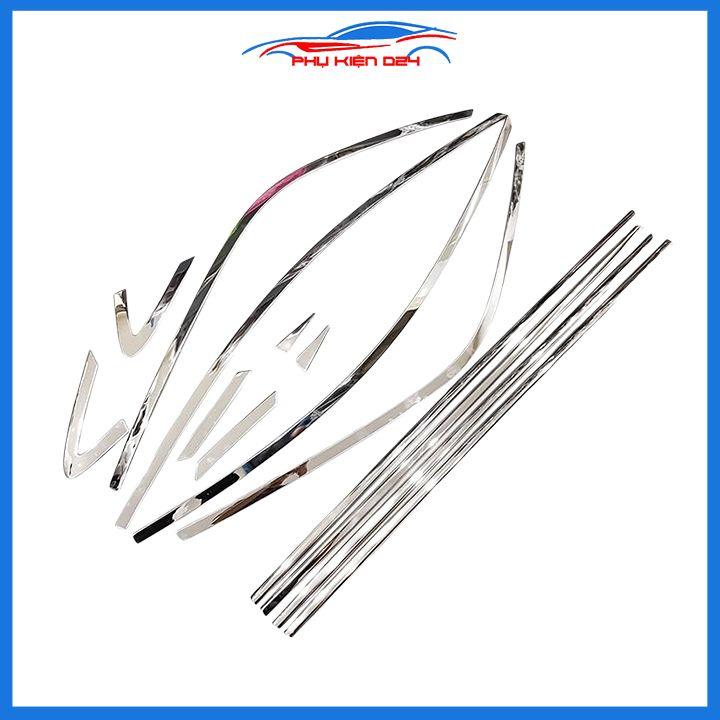 Bộ nẹp viền chân kính cong kính Kia Morning 2012-2021 Inox sáng bóng chuẩn form xe