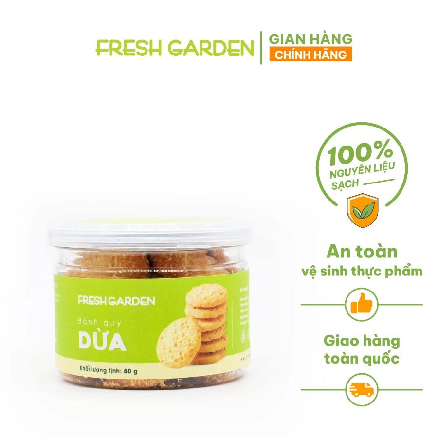 Bánh Quy Dừa Ăn Vặt FRESH GARDEN Vị Dừa Thơm Ngon Giòn Tan Ngay Trong Miệng Hộp 80G