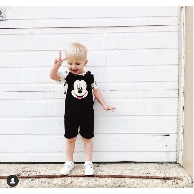Set yếm kèm áo Mickey bé trai bé gái từ 12M-6Y