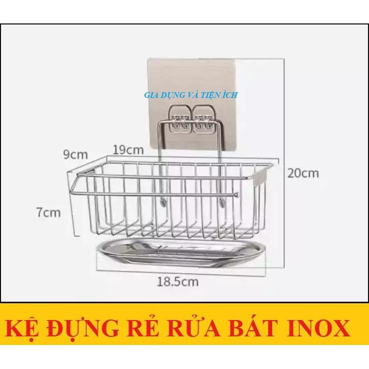 Kệ inox dán tường SUS304 để đồ rửa chén bát, rửa bát có khay hứng nước cao cấp