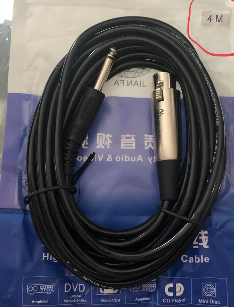 Dây micro ra jack cắm 6.5ly dài 4 mét