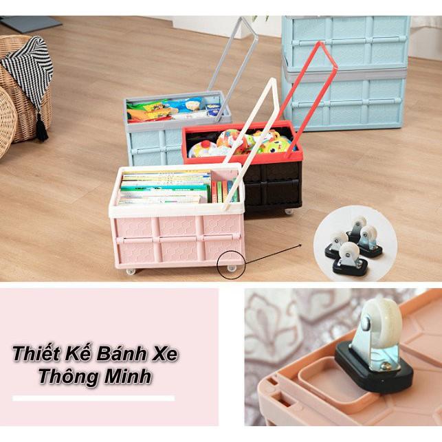 Thùng đựng đồ 55L đi du lịch vận chuyển hàng xếp gọn dạng kéo chống nước Pull&amp;Fold Japan tặng túi chống thấm nước