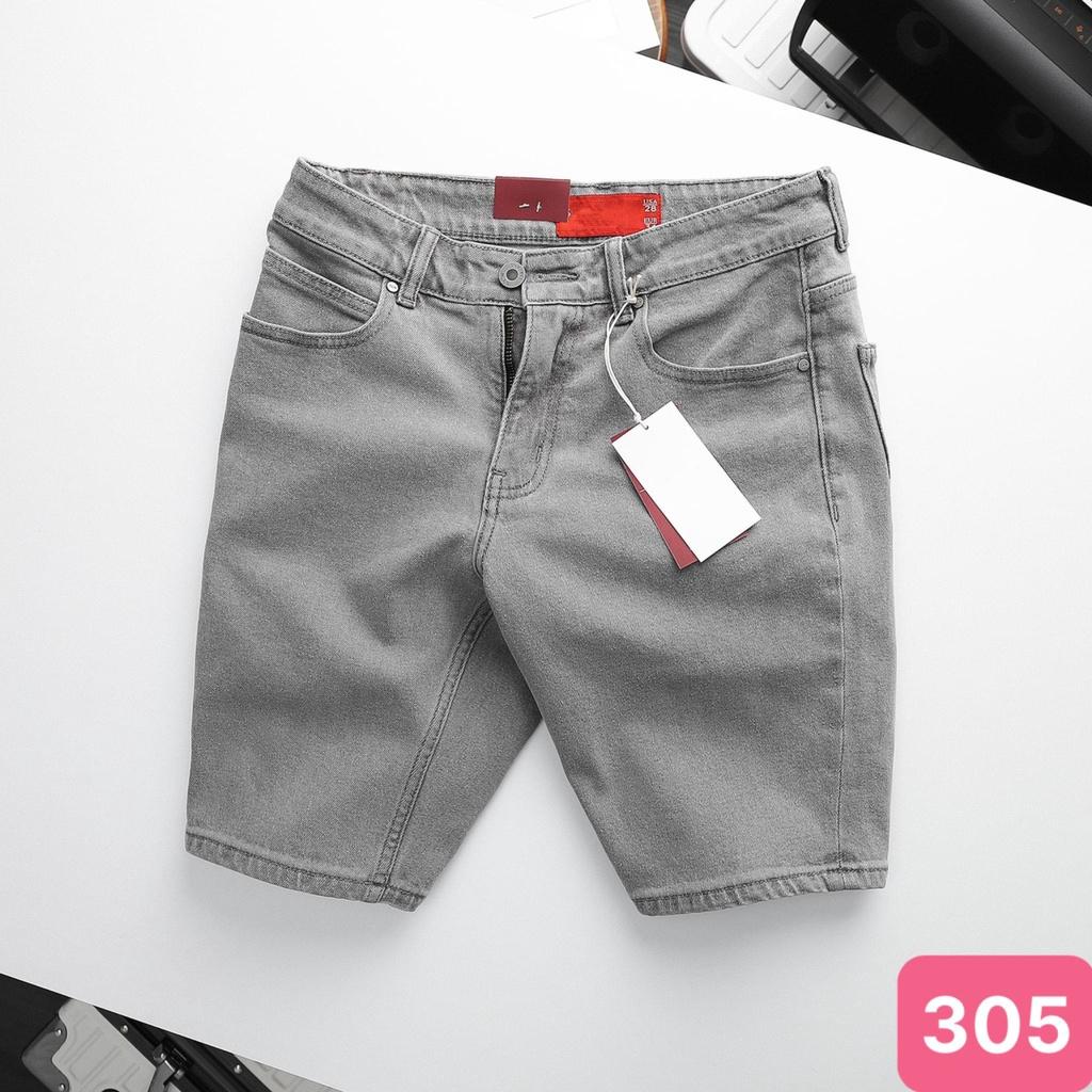 Quần short đùi jean nam xám đen đậm trơn rách gối chất bò cao cấp co dãn 4 chiều cực đẹp, quần rin nam HD04 Mới