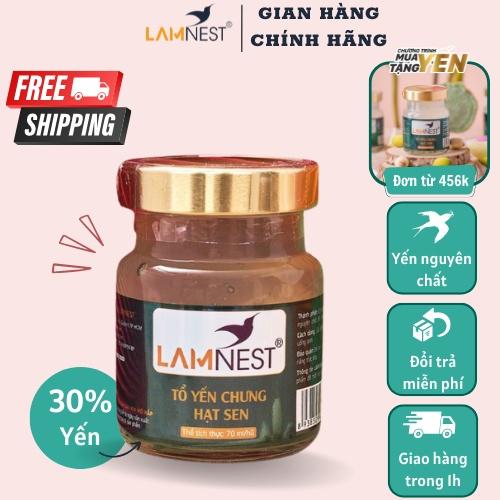 Yến Sào Chưng Sẵn Hạt Sen LamNest tươi nguyên chất 30% yến 70ml bồi bổ sức khỏe - yensaocaocaplamnest