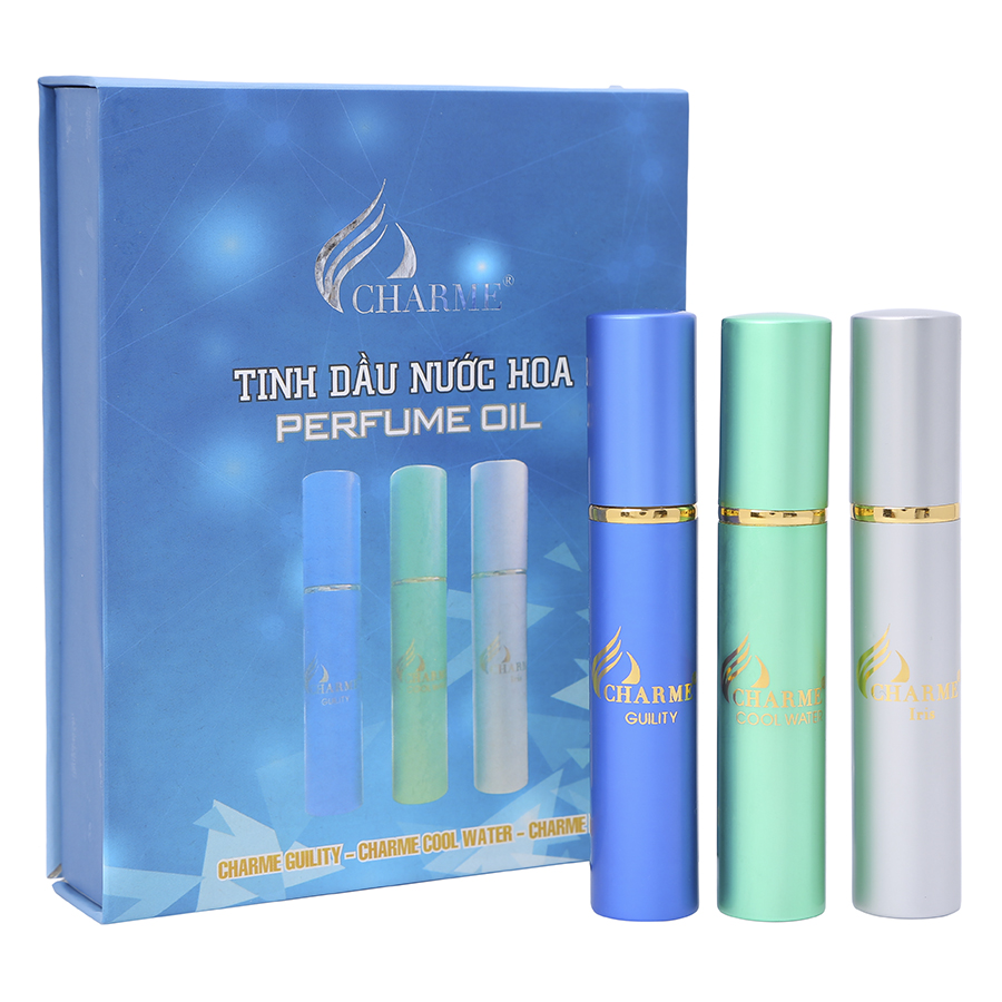 Set 3 Chai Nước Hoa Tinh Dầu Nam Charme (Cool Water, Guility, Iris) Charme-NHM-Set01 (10ml/Ống)