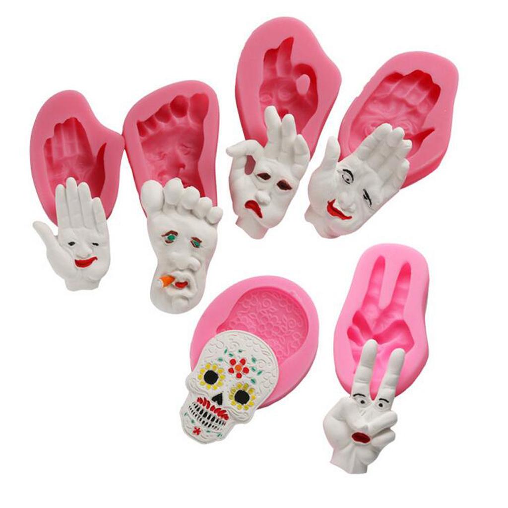 Halloween Party Decoration Fondant Cake Mould Palm Skull Chocolate Mold Tool