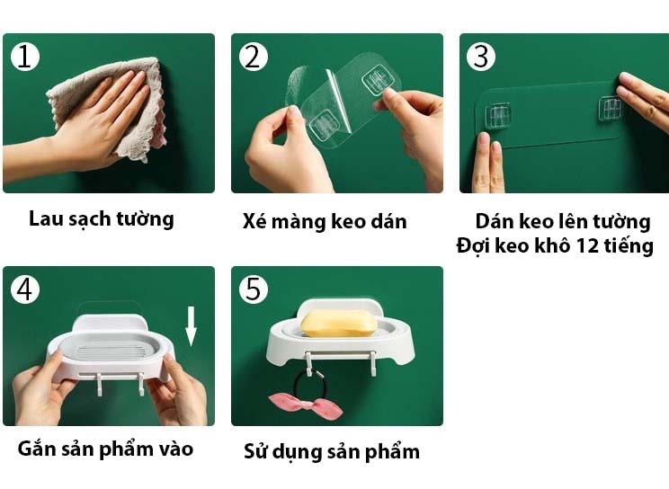 Hộp đựng xà phòng dán tường kèm móc treo mẫu mới nhất