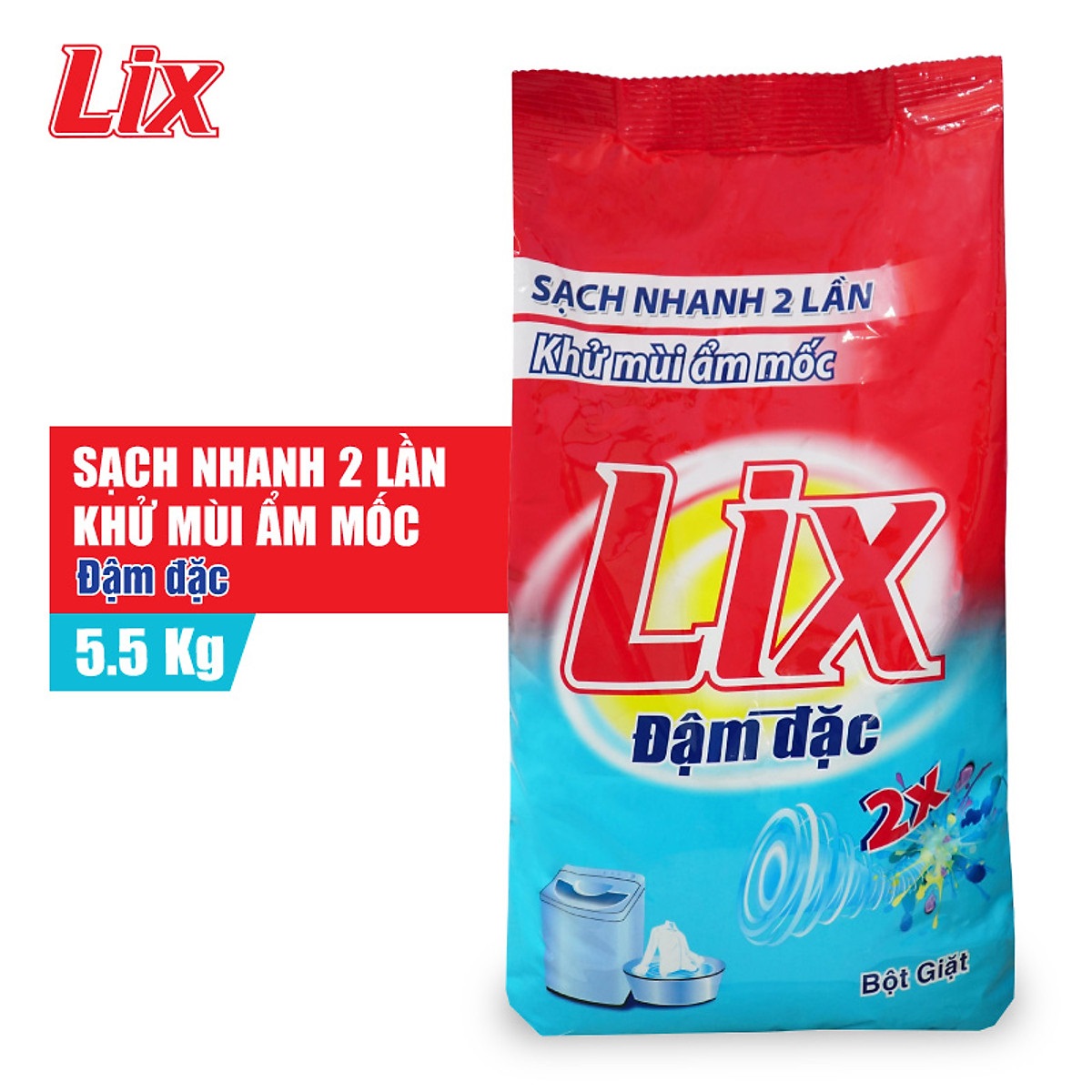 Bột giặt Lix Extra đậm đặc 5.5Kg ED557 - Tẩy sạch vết bẩn cực mạnh