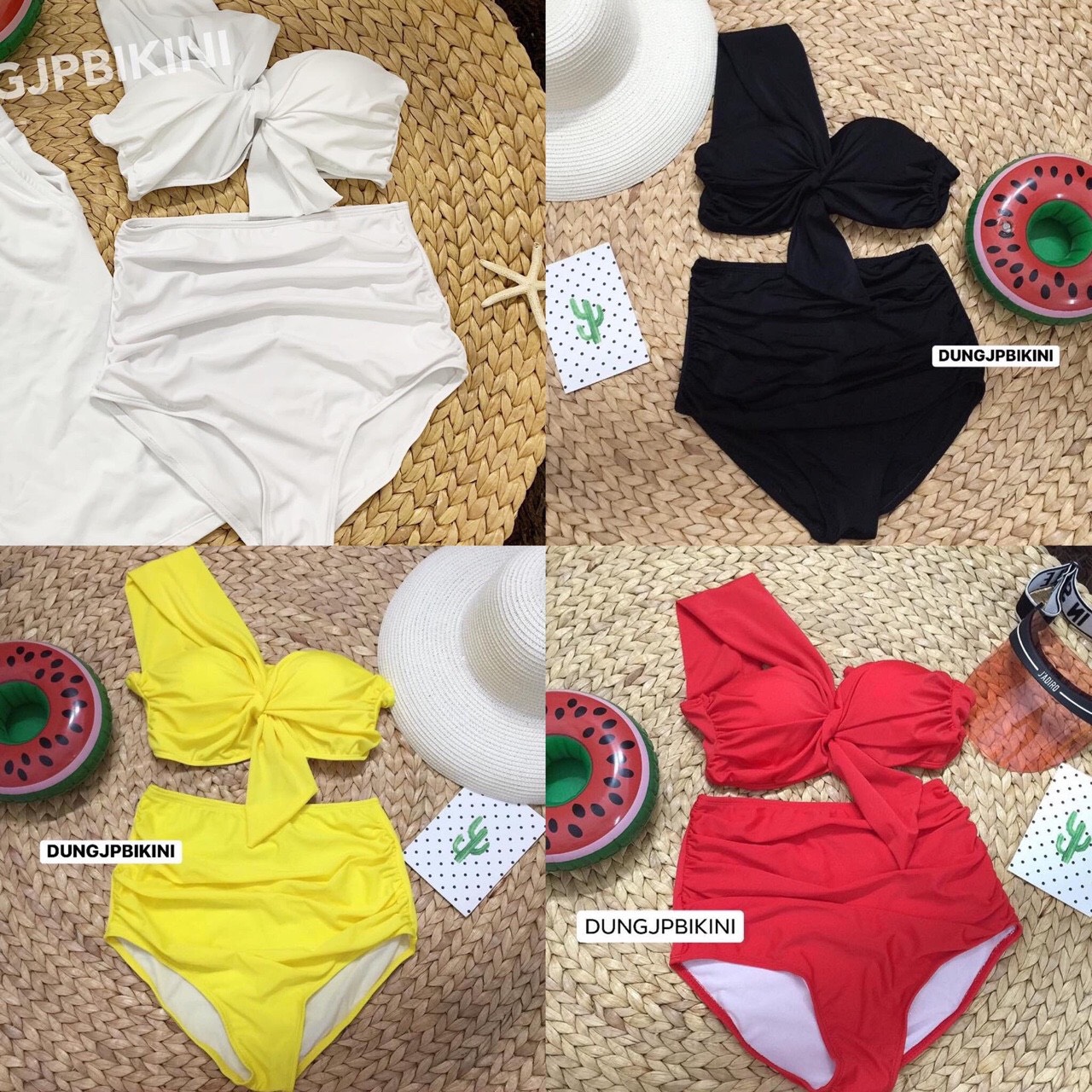 Bikini, Đồ Bơi Đi Biển Hai Mảnh Nơ To Áo Nâng Ngực, Quần Nhúng Cạp Cao Che Bụng Secxy Oderi AG05