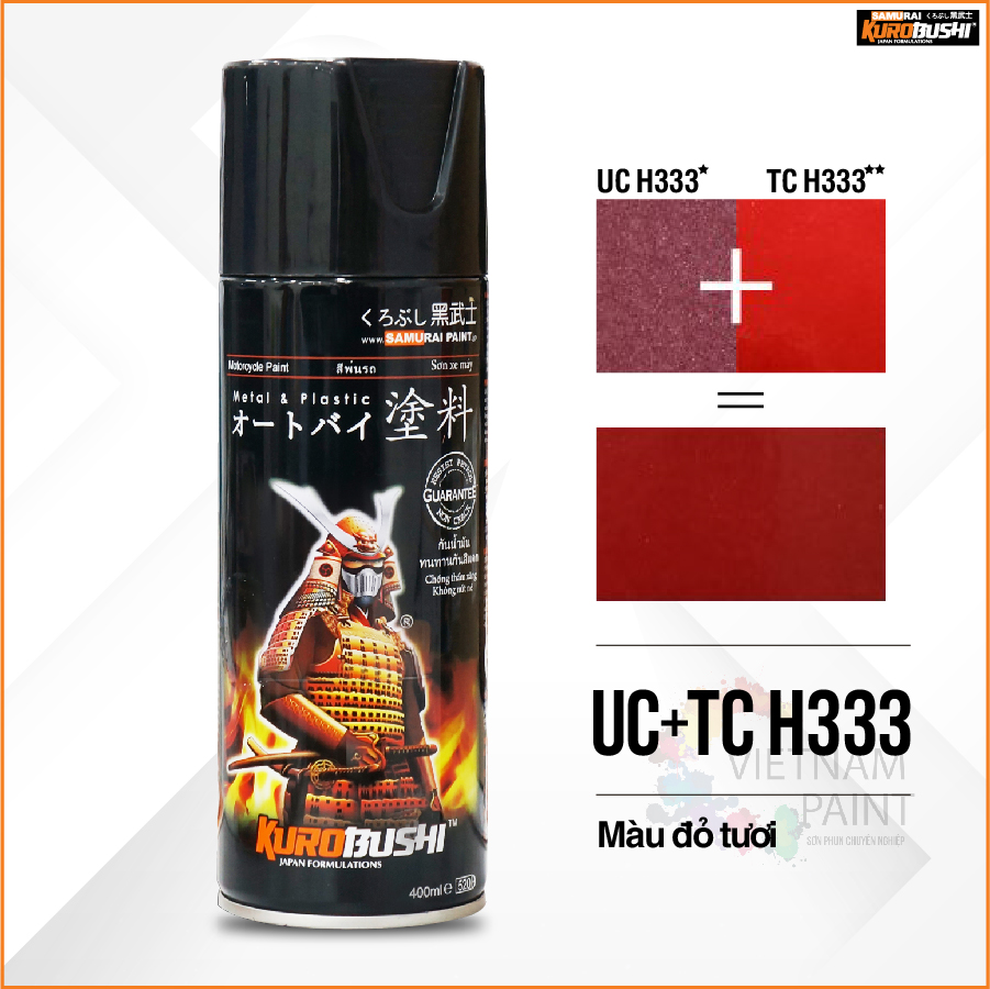 COMBO Sơn Samurai màu đỏ tươi UC+ TC H333 gồm 4 chai đủ quy trình