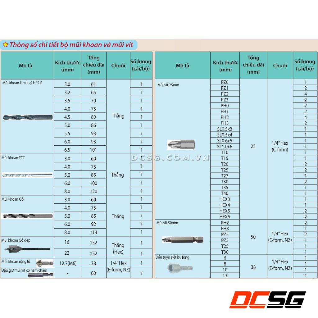 Bộ phụ kiện mũi khoan và vít 75 chi tiết Makita E-15110 | DCSG