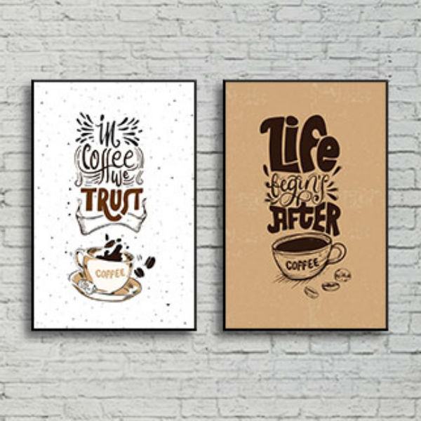 Bộ 2 Tranh Đồng Hồ MDF Quán Cà Phê W410