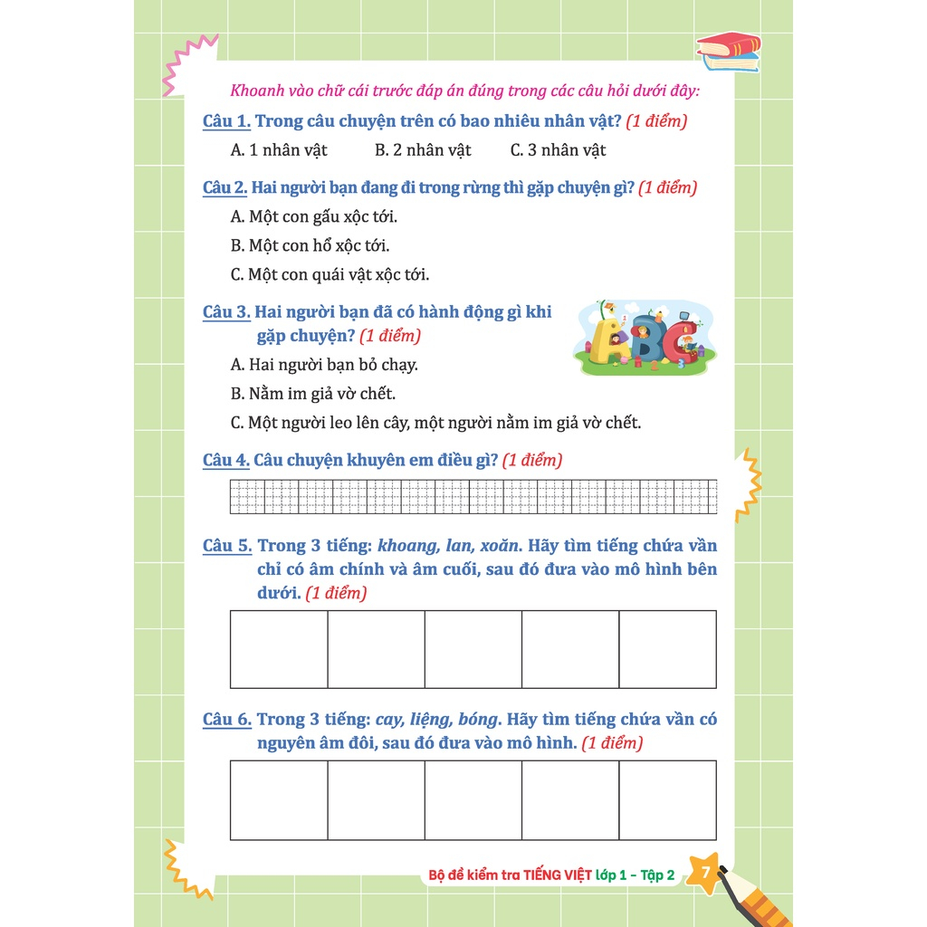 Bộ Đề Kiểm Tra Tiếng Việt Lớp 1 - Tập 2 _MT
