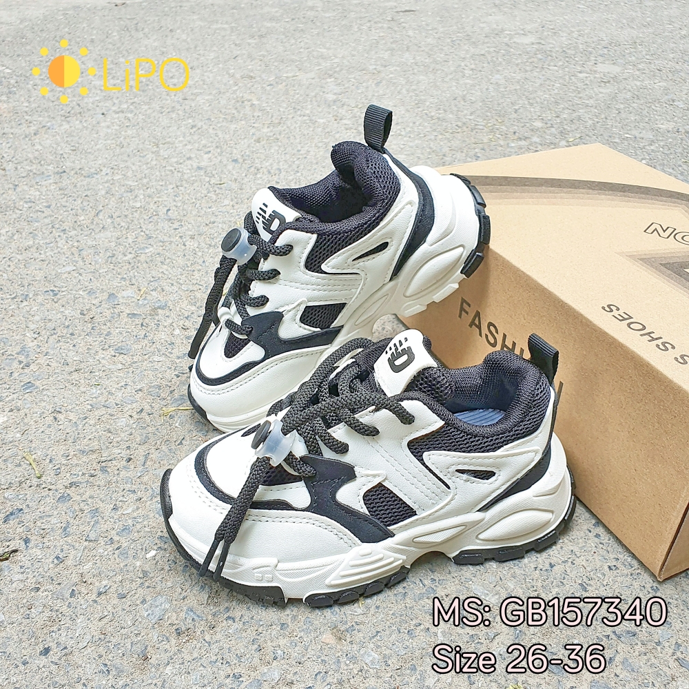 Giày thể thao cho bé trai bé gái đế mềm chống trơn trượt màu đen phong cách Hàn Quốc GB157