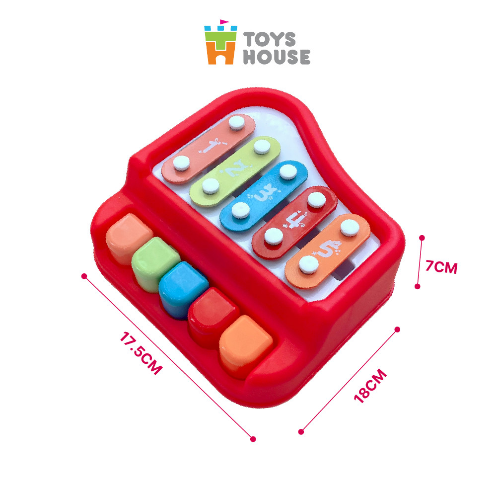 Đồ chơi đàn piano kết hợp gõ Xylophone 5 phím cho bé ToysHouse 8011 - đồ chơi nhạc cụ cho bé 9 tháng trở lên