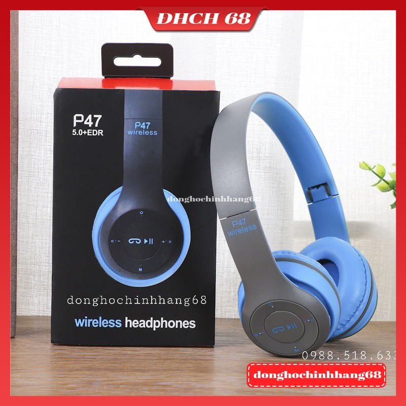 Tai Nghe Chụp Tai Bluetooth P47, Tai Không Dây Có Mic, Có Thẻ Nhớ, Âm Bass Cực Chất, Nghe Nhạc Cực Hay Bảo Hành 12 Tháng