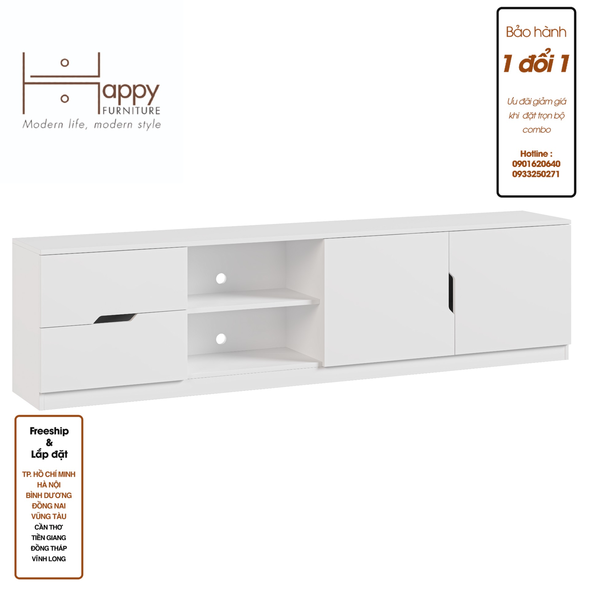 [Happy Home Furniture] DASH, Kệ Tivi nhiều ngăn, 210cm x 35cm x 54cm ( DxRxC)   , KTV_007