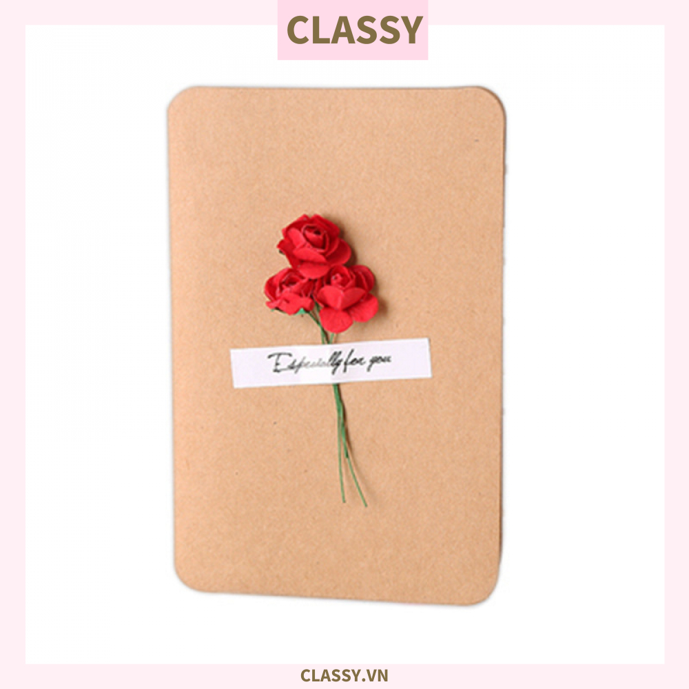 Classy Thiệp chúc mừng, thiệp giáng sinh có gắn hoa khô trang trí Q1366