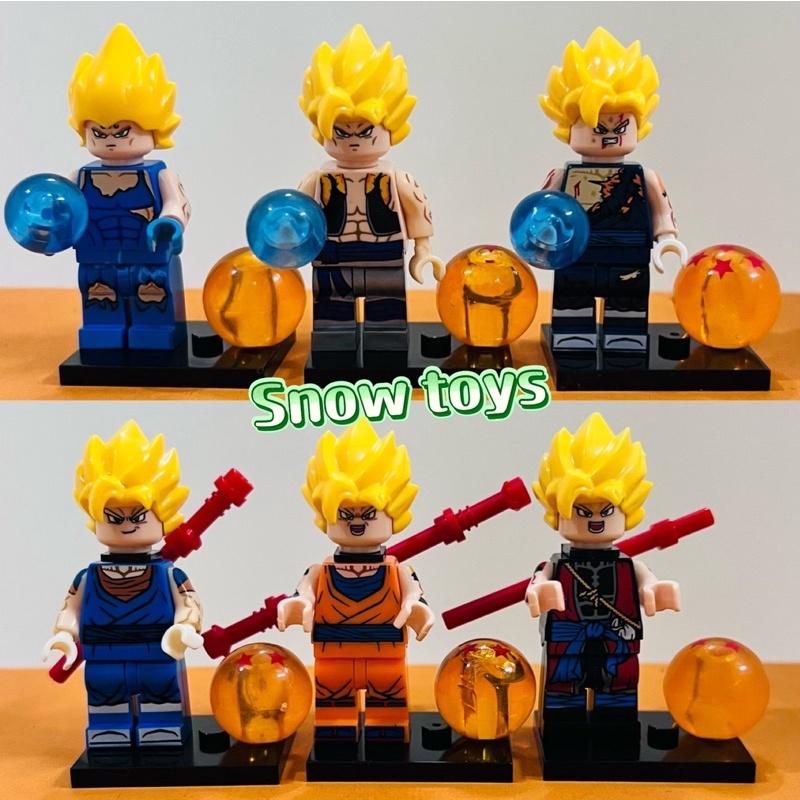 Minifigures Dragon Ball - Mô hình đồ chơi Dragon Ball mini lắp ghép 4,5cm Gogeta Vegito Son Goku Xeno Vegeta SSJ2 Vegeto